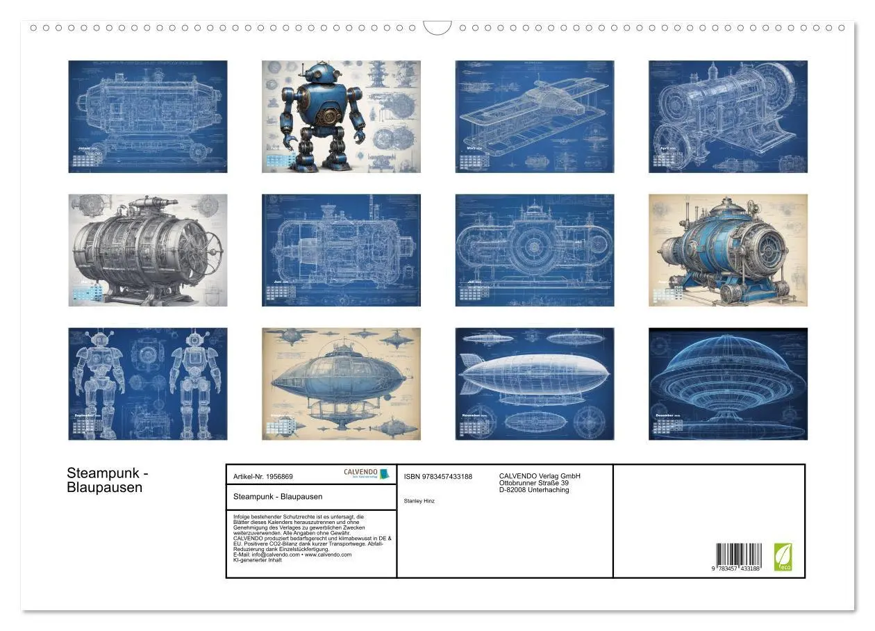 Bild: 9783457433188 | Steampunk - Blaupausen (Wandkalender 2026 DIN A2 quer), CALVENDO...