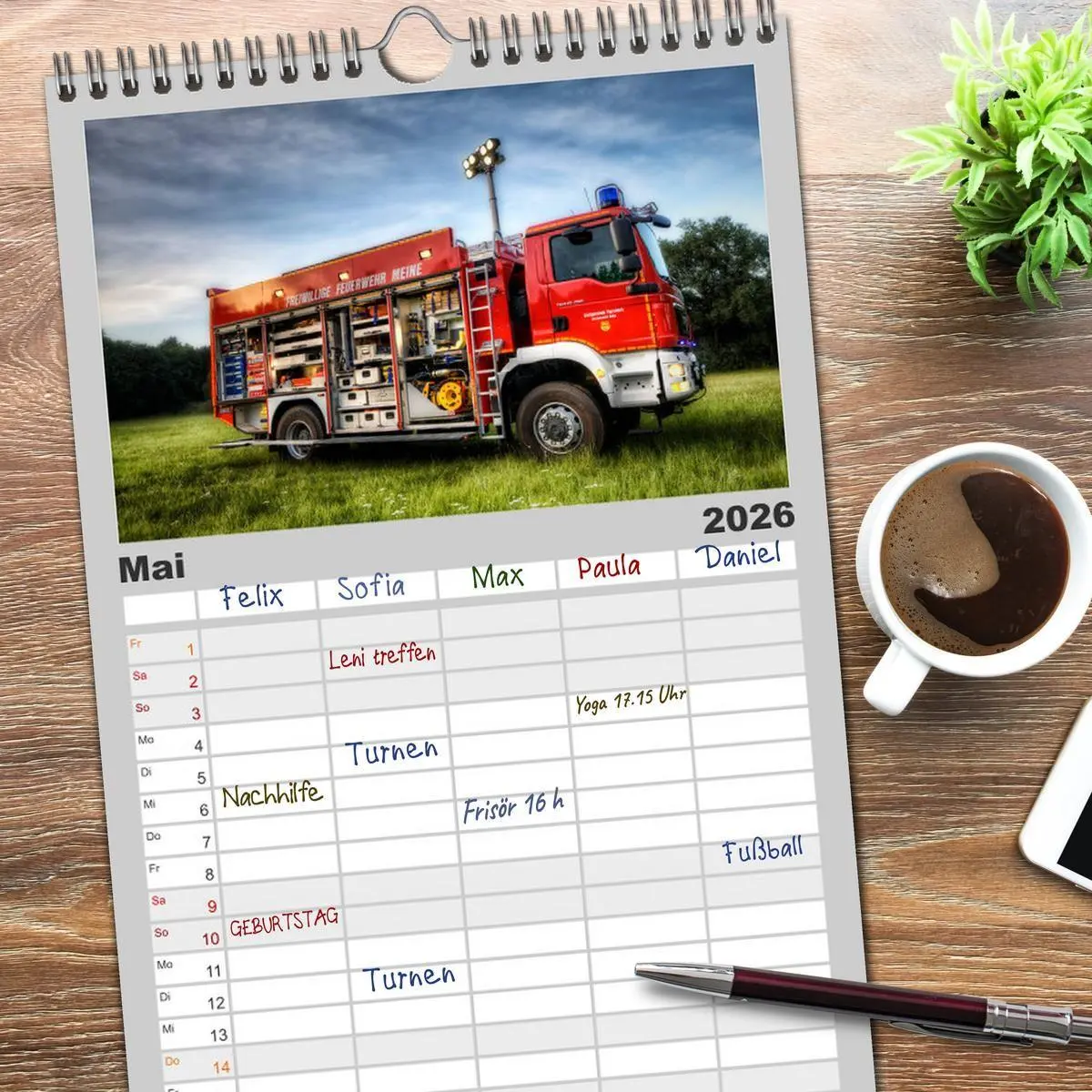 Bild: 9783516523188 | Familienplaner 2026 - Feuerwehr und Rettungsdienst mit 5 Spalten...