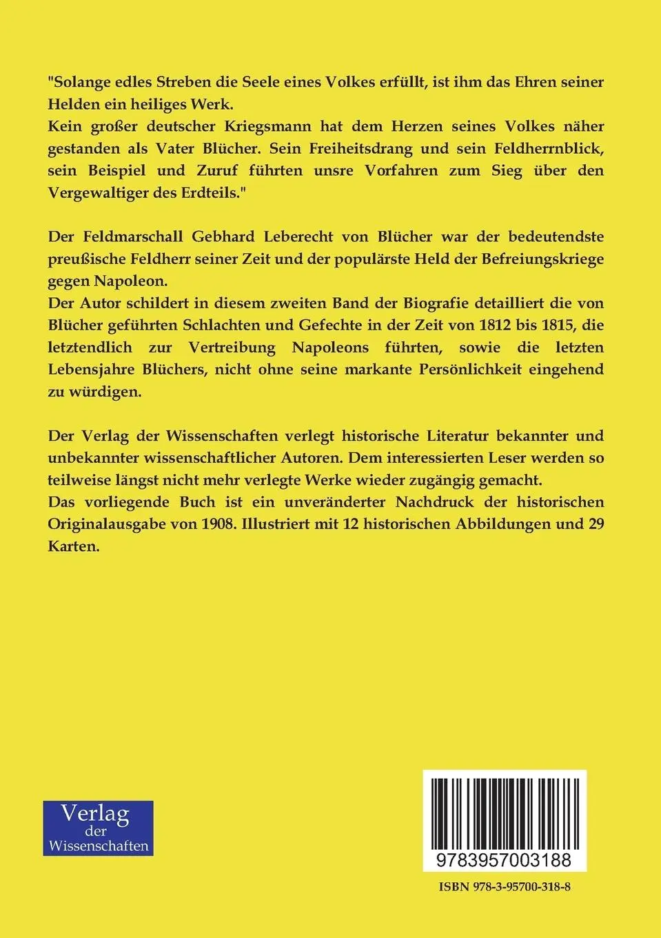 Rückseite: 9783957003188 | Blücher | Zweiter Band: Von 1812 bis 1819 | Wolfgang Von Unger | Buch