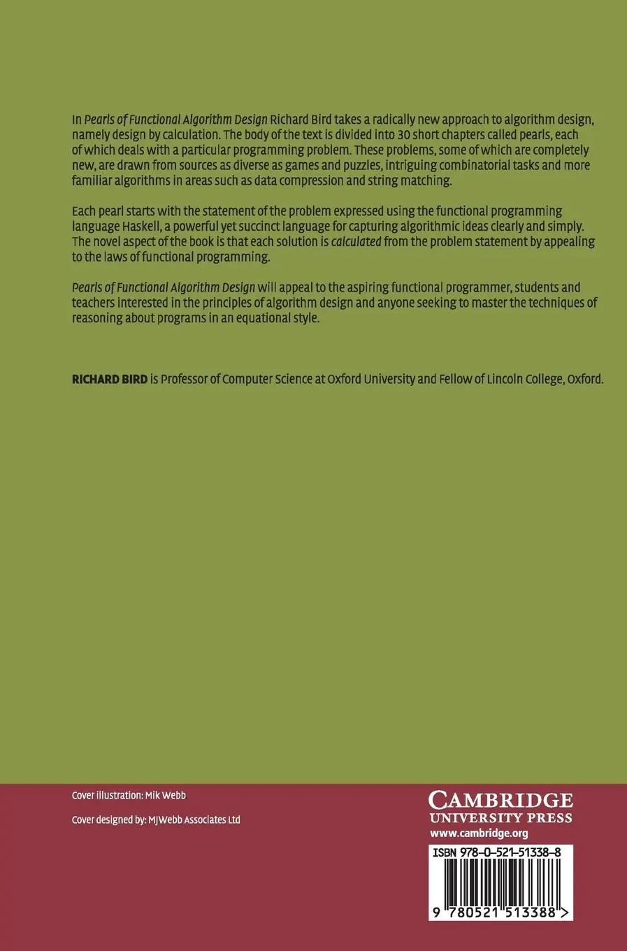 Rückseite: 9780521513388 | Pearls of Functional Algorithm Design | Richard Bird | Buch | Englisch