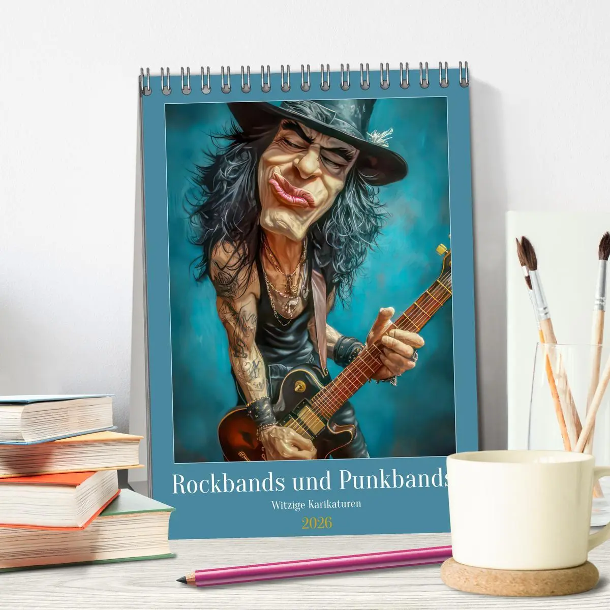 Bild: 9783457273388 | Rockbands und Punkbands - Witzige Karikaturen (Tischkalender 2026...