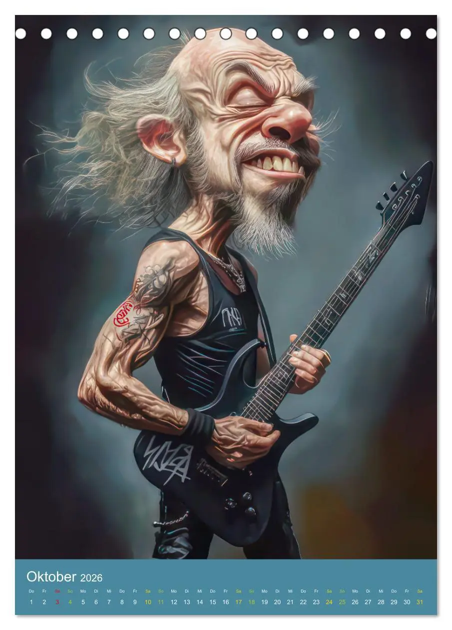 Bild: 9783457273388 | Rockbands und Punkbands - Witzige Karikaturen (Tischkalender 2026...