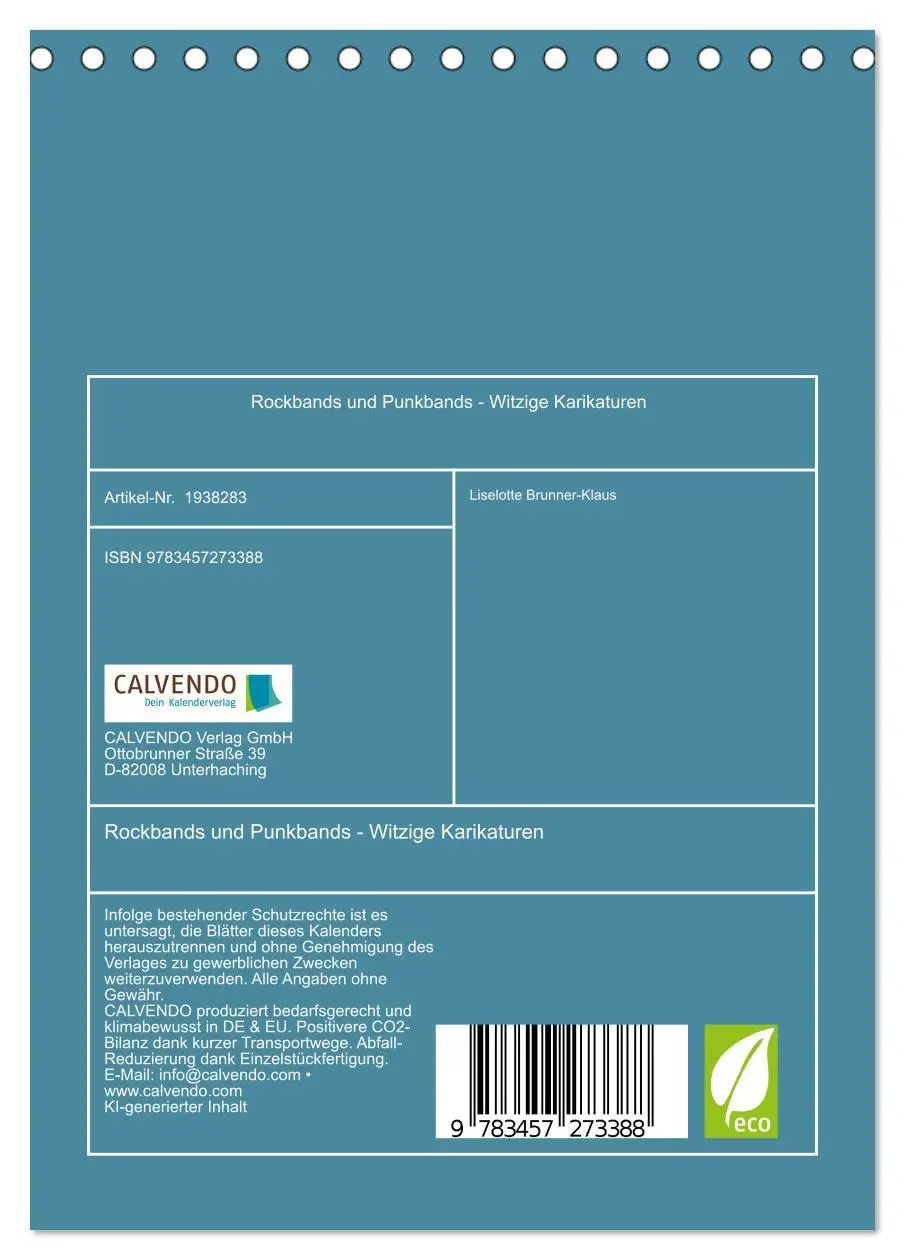 Bild: 9783457273388 | Rockbands und Punkbands - Witzige Karikaturen (Tischkalender 2026...