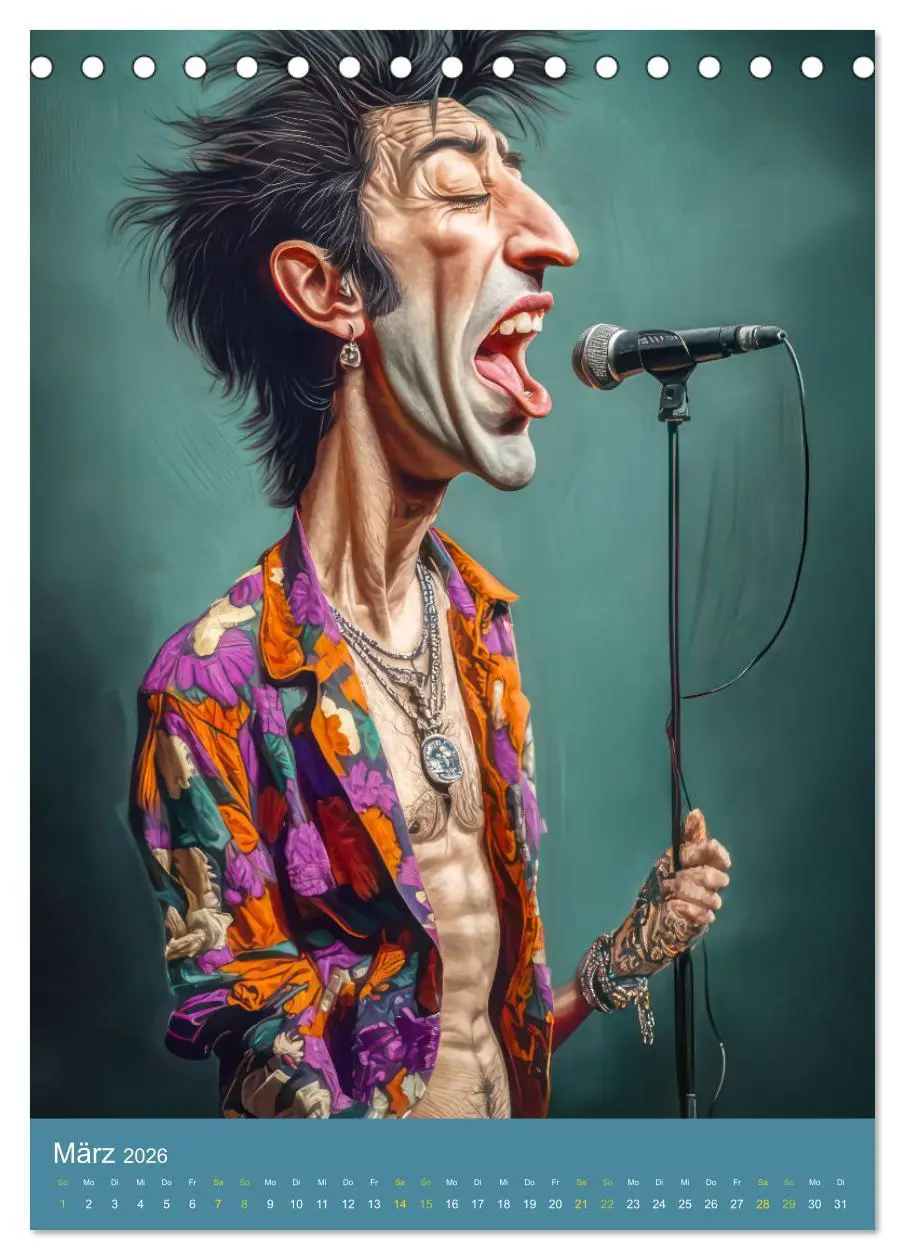 Bild: 9783457273388 | Rockbands und Punkbands - Witzige Karikaturen (Tischkalender 2026...