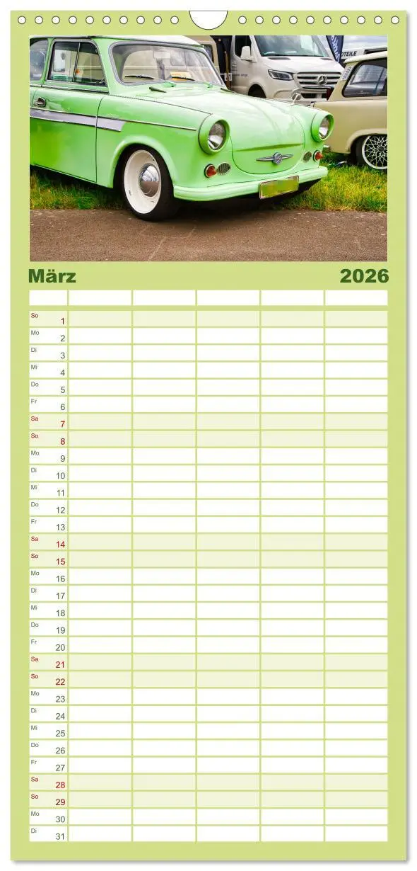 Bild: 9783516503388 | Familienplaner 2026 - Trabi-Kult mit 5 Spalten (Wandkalender, 21 x...