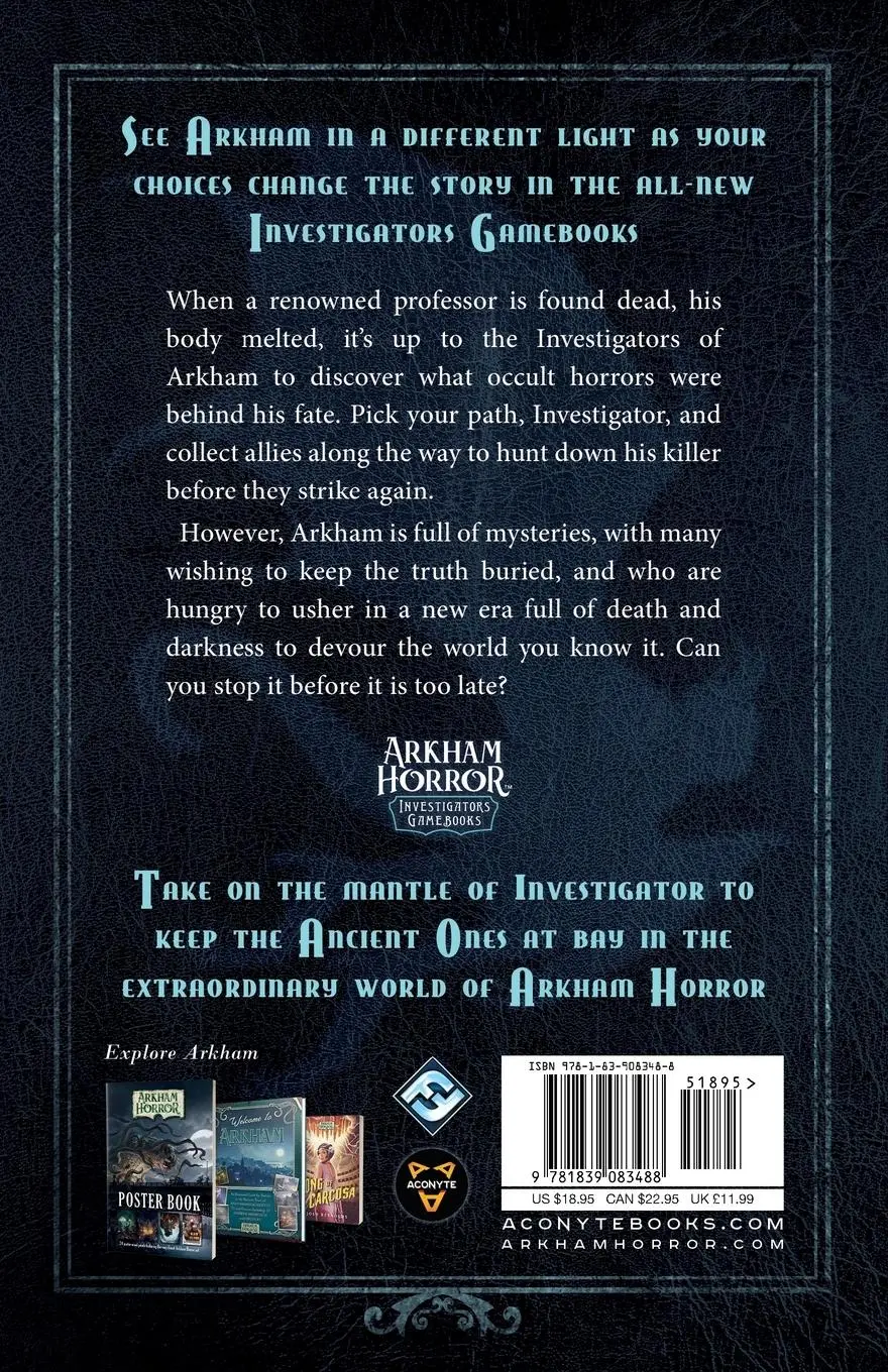 Rückseite: 9781839083488 | The Darkness Over Arkham | An Arkham Horror Investigators Gamebook