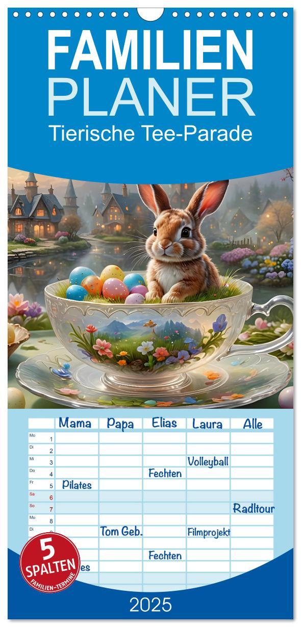 Cover: 9783457193488 | Familienplaner 2025 - Tierische Tee-Parade mit 5 Spalten...