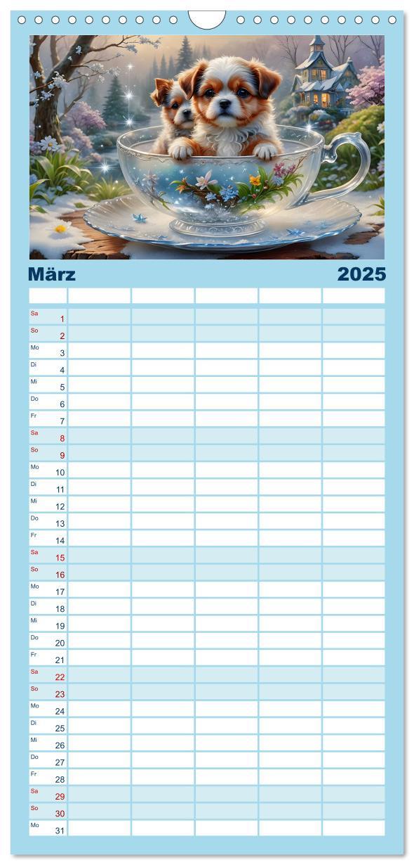 Bild: 9783457193488 | Familienplaner 2025 - Tierische Tee-Parade mit 5 Spalten...