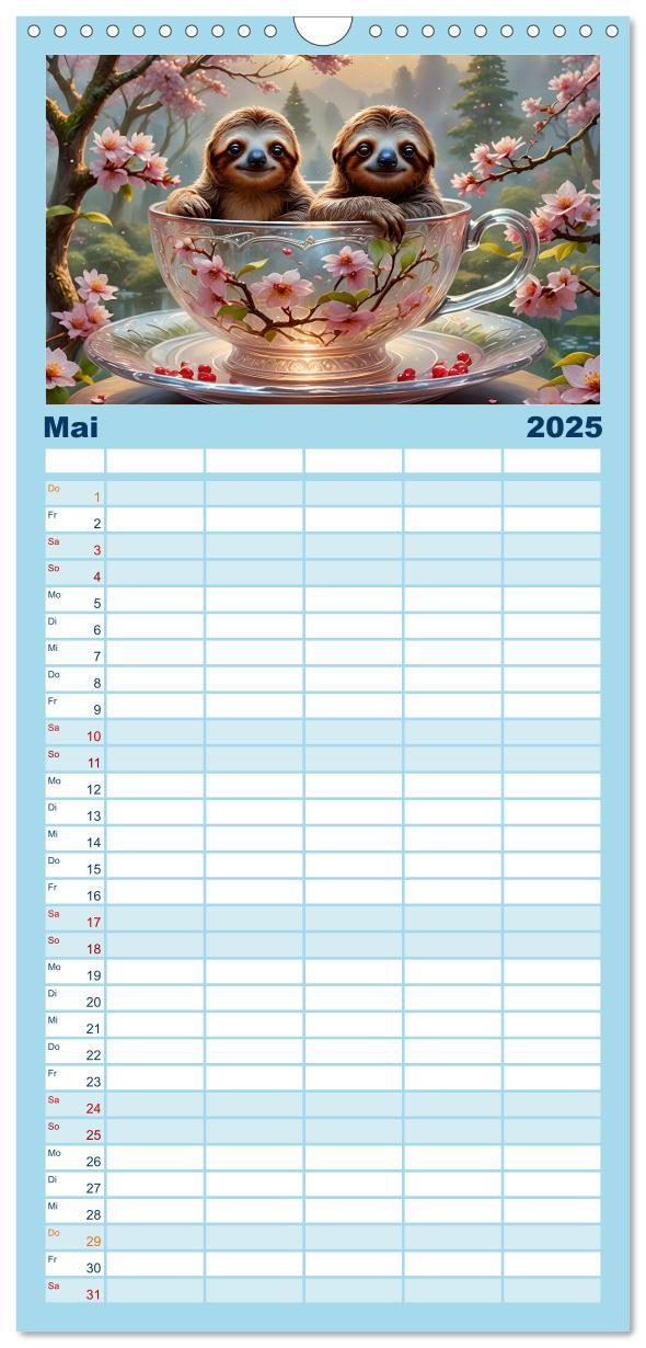 Bild: 9783457193488 | Familienplaner 2025 - Tierische Tee-Parade mit 5 Spalten...