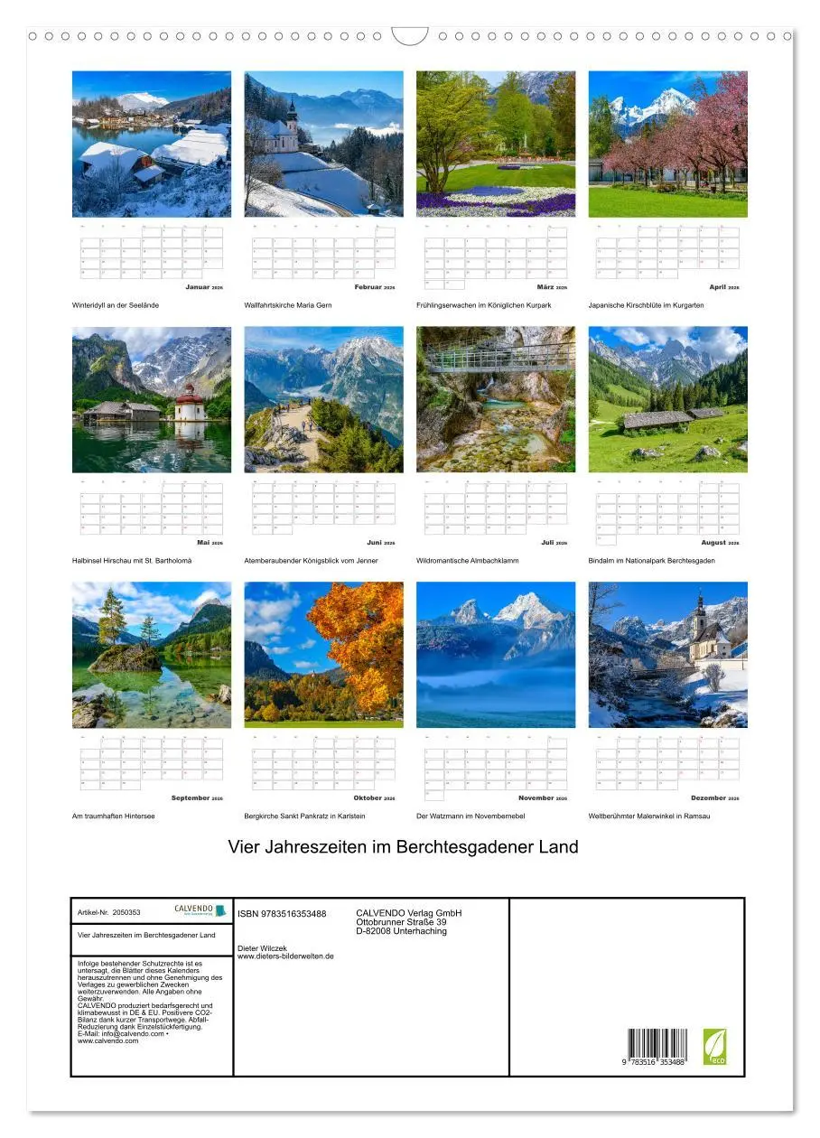 Bild: 9783516353488 | Vier Jahreszeiten im Berchtesgadener Land (Wandkalender 2026 DIN A2...