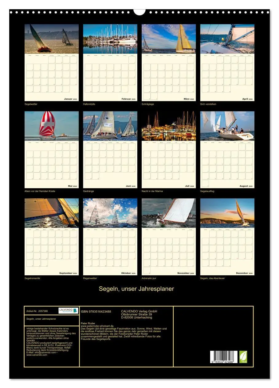 Bild: 9783516423488 | Segeln, unser Jahresplaner (Wandkalender 2026 DIN A2 hoch),...