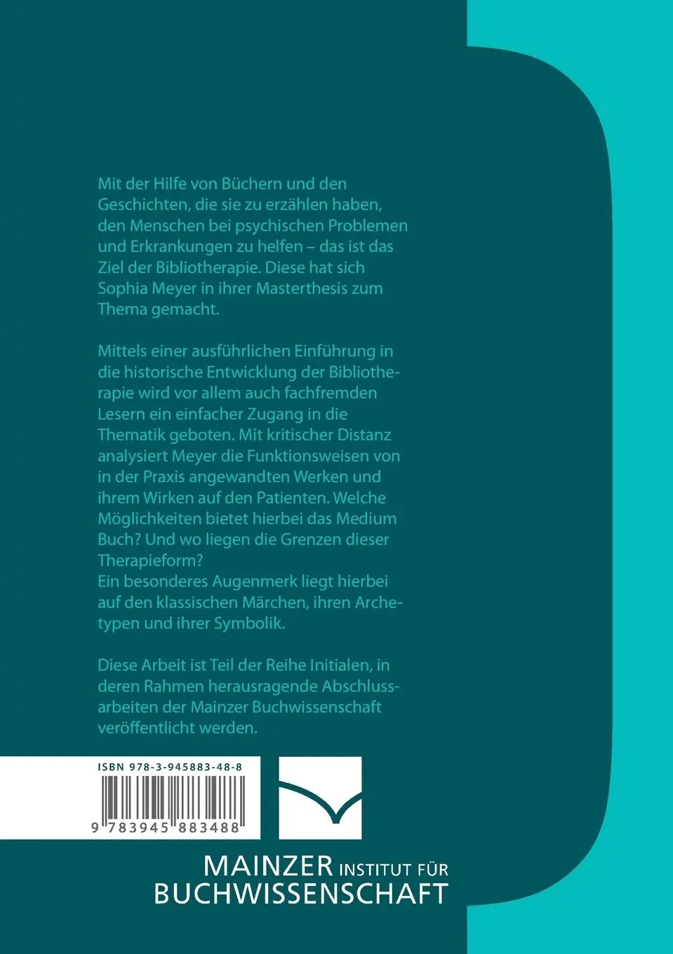 Rückseite: 9783945883488 | Bibliotherapie | Eine aktuelle Bestandaufnahme | Sophia Meyer | Buch