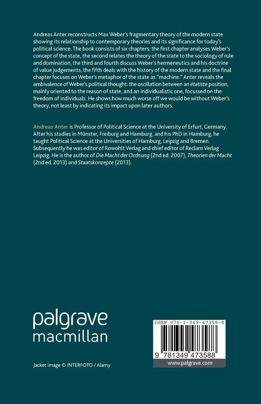 Rückseite: 9781349473588 | Max Weber's Theory of the Modern State | A. Anter | Taschenbuch | xii