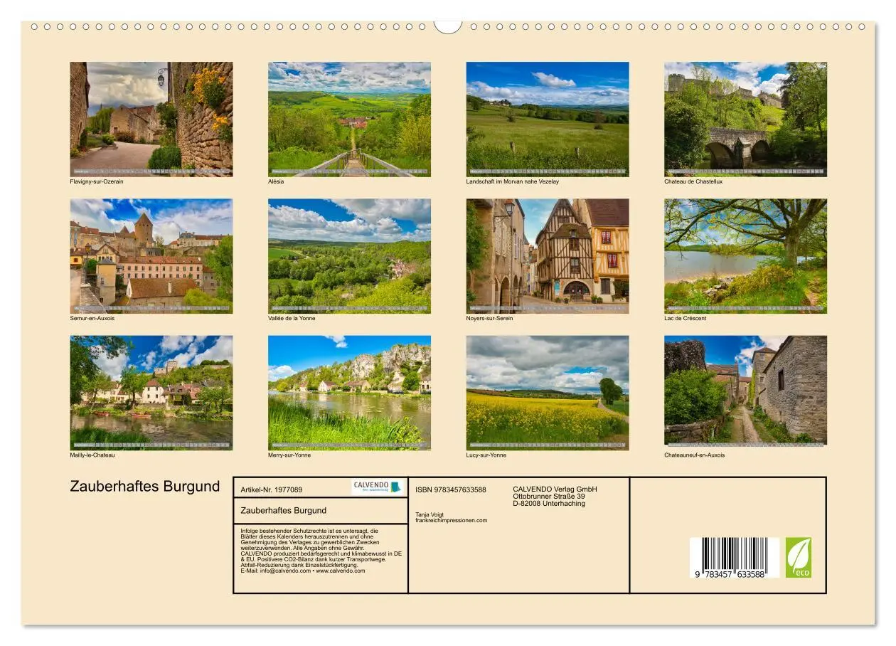 Bild: 9783457633588 | Zauberhaftes Burgund (Wandkalender 2026 DIN A2 quer), CALVENDO...