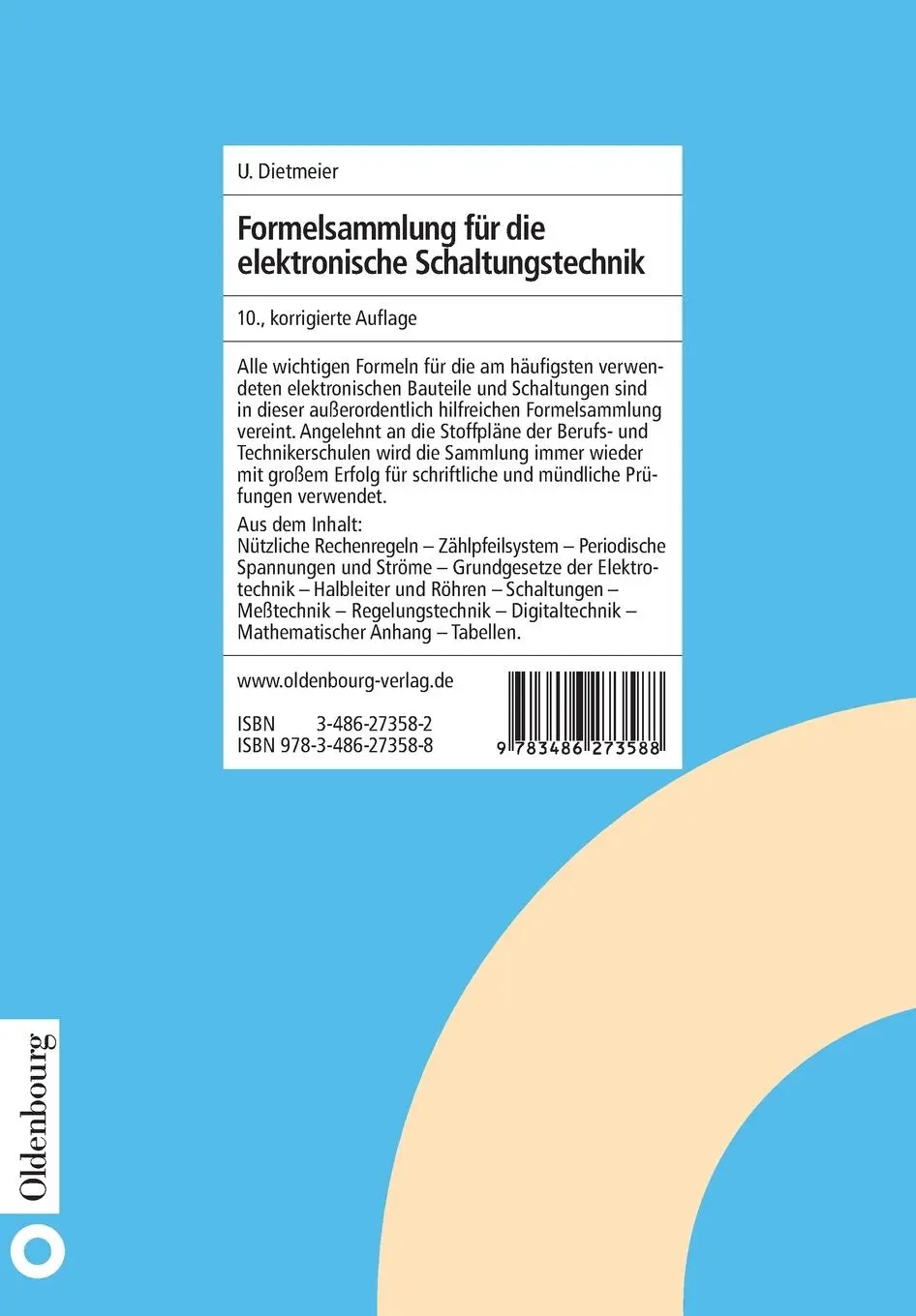 Rückseite: 9783486273588 | Formelsammlung für die elektronische Schaltungstechnik | Dietmeier