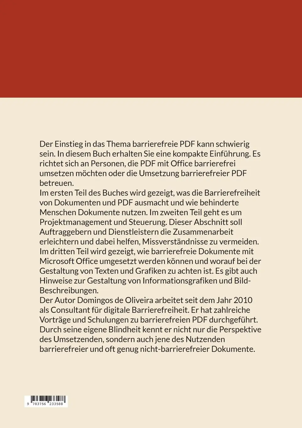 Rückseite: 9783756233588 | Barrierefreie Dokumente und PDF | Domingos de Oliveira | Taschenbuch