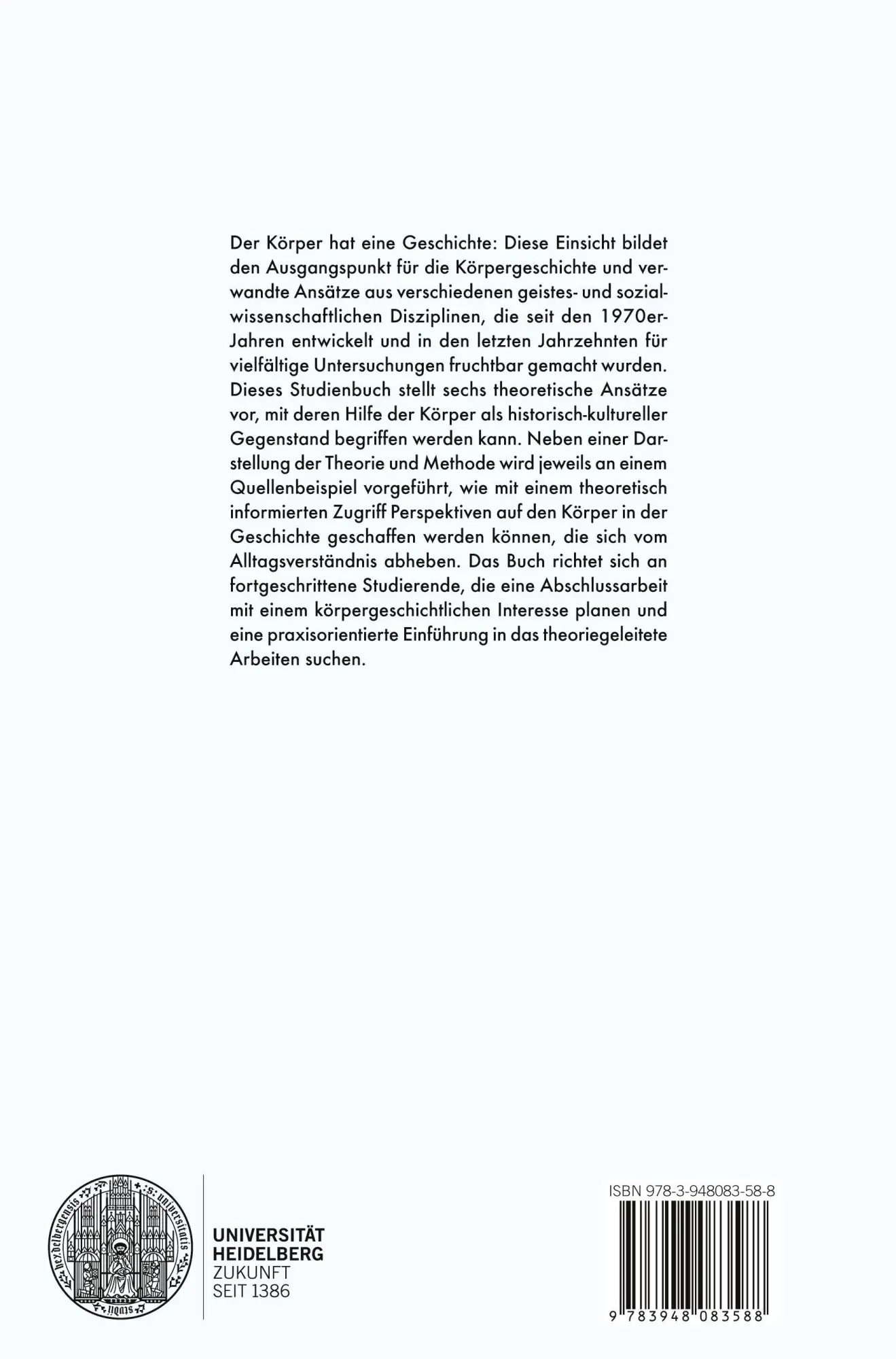 Rückseite: 9783948083588 | Studienbuch Körpergeschichte | Johannes Bosch (u. a.) | Taschenbuch