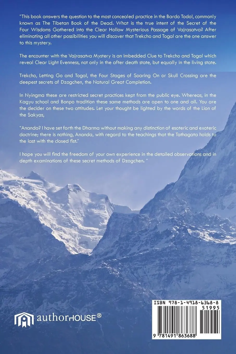 Rückseite: 9781491863688 | Vajrasattva | The Secret of the Four Wisdoms Trekcho, Togal and Bardo
