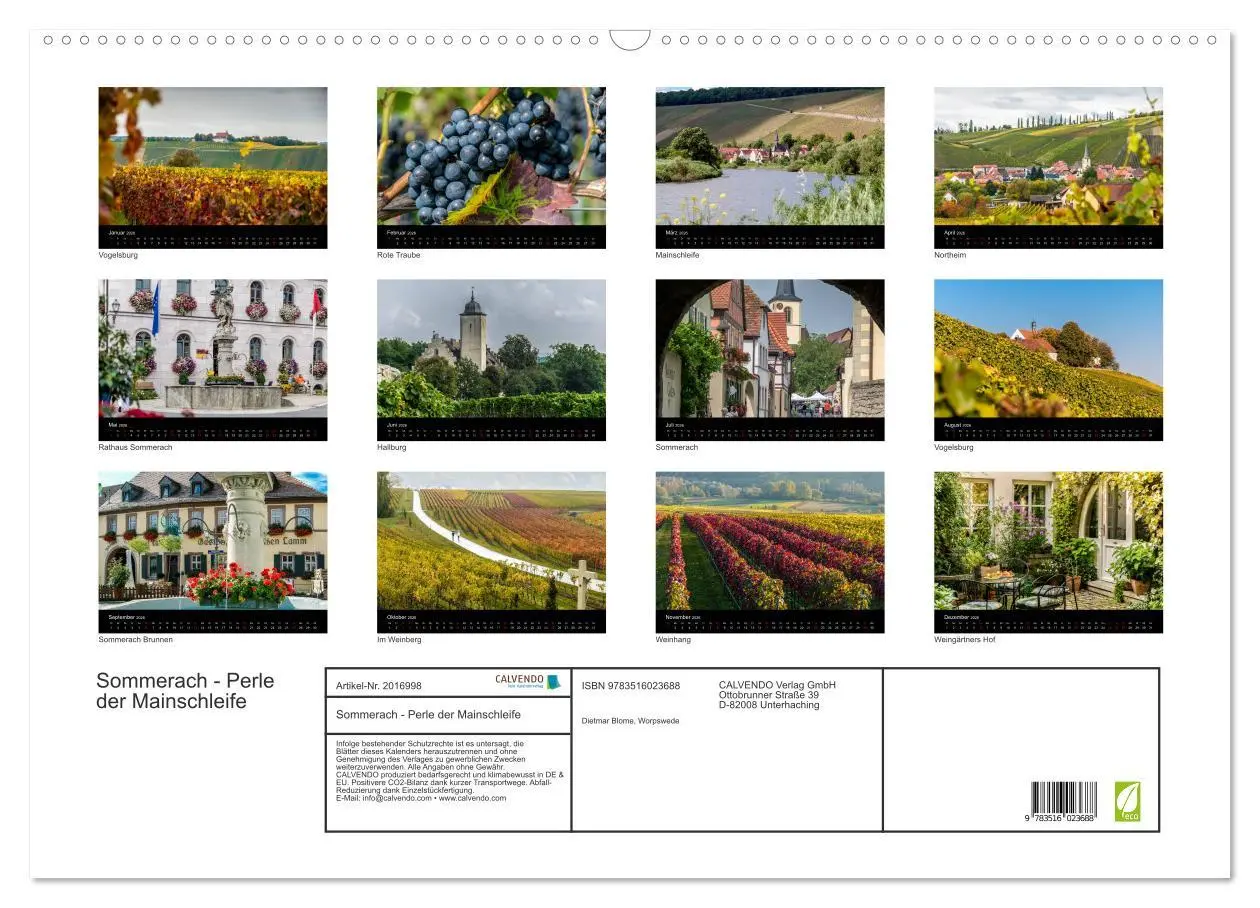 Bild: 9783516023688 | Sommerach - Perle der Mainschleife (Wandkalender 2026 DIN A2 quer),...