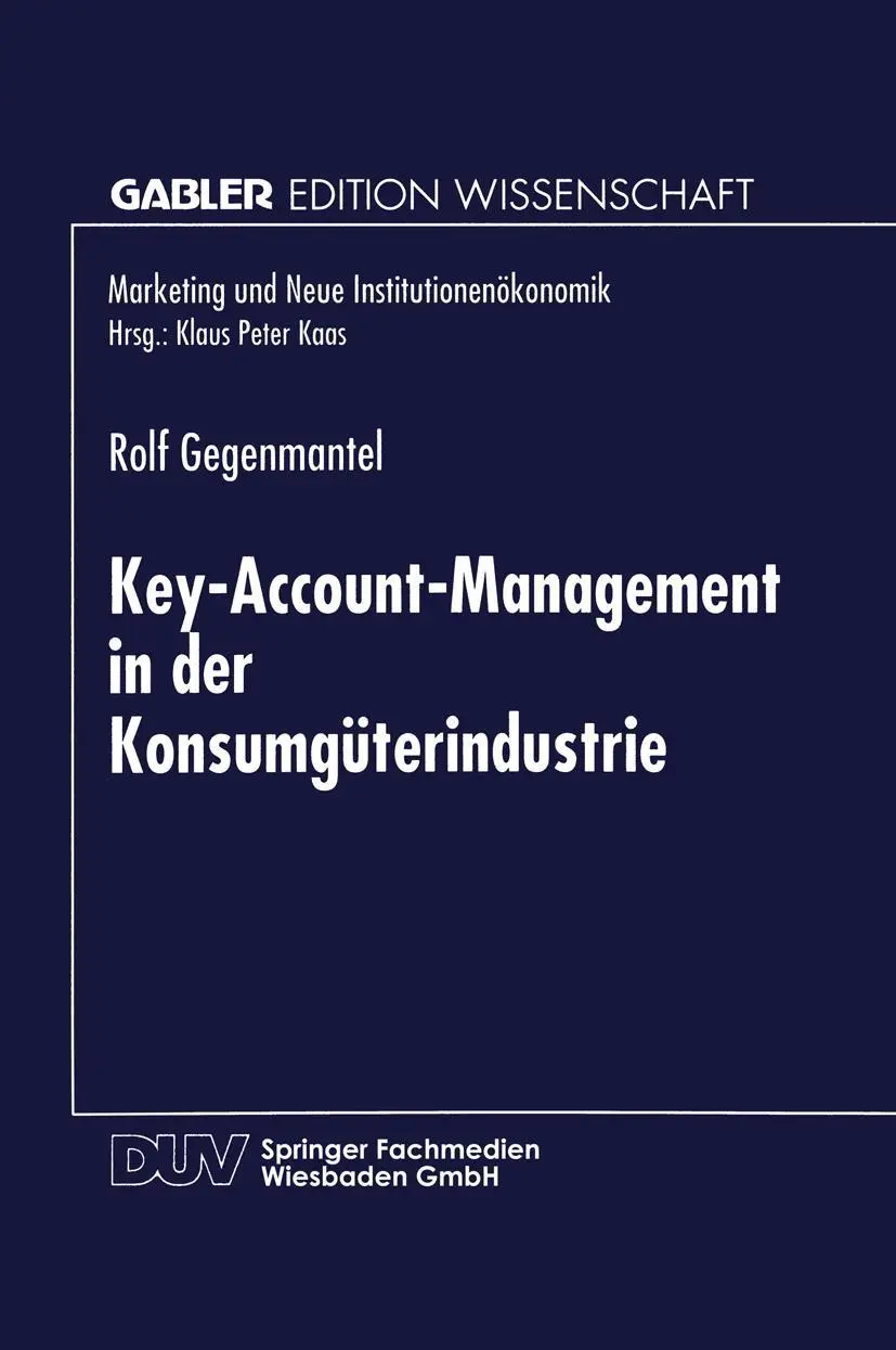 Cover: 9783824463688 | Key-Account-Management in der Konsumgüterindustrie | Rolf Gegenmantel