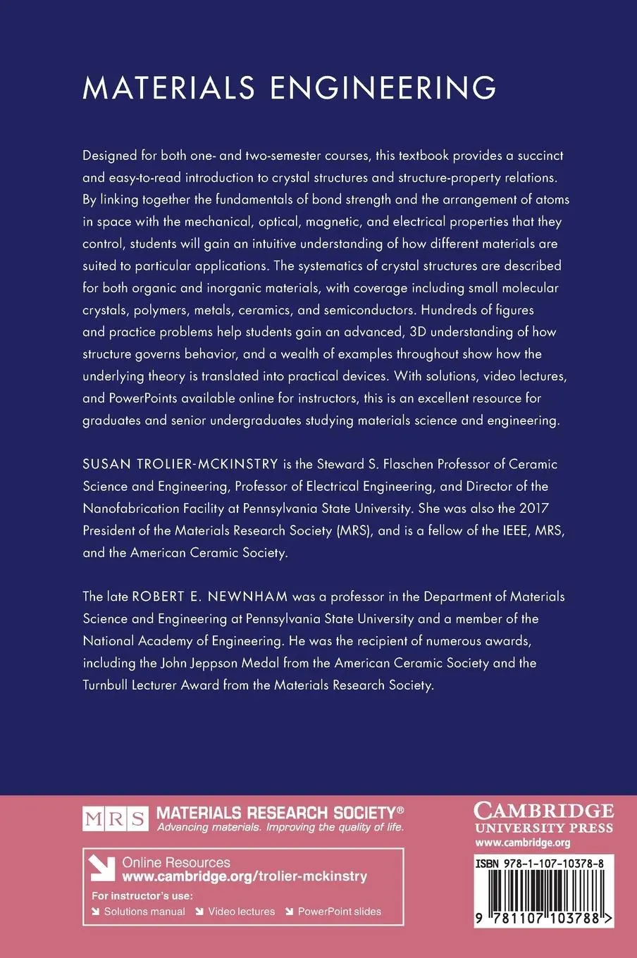 Rückseite: 9781107103788 | Materials Engineering | Susan Trolier-Mckinstry (u. a.) | Buch | 2022