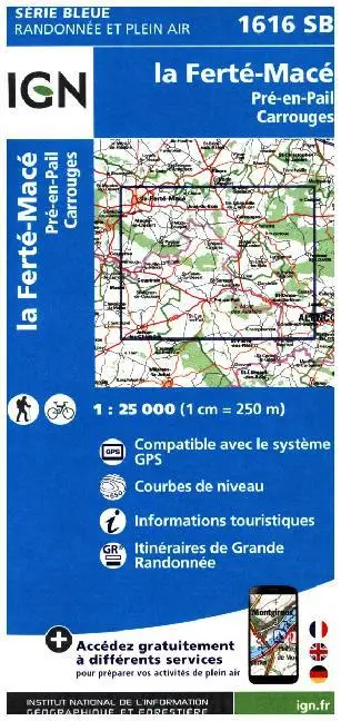 IGN Karte, Carte de randonnée (et plein air) La Ferte Mace pre