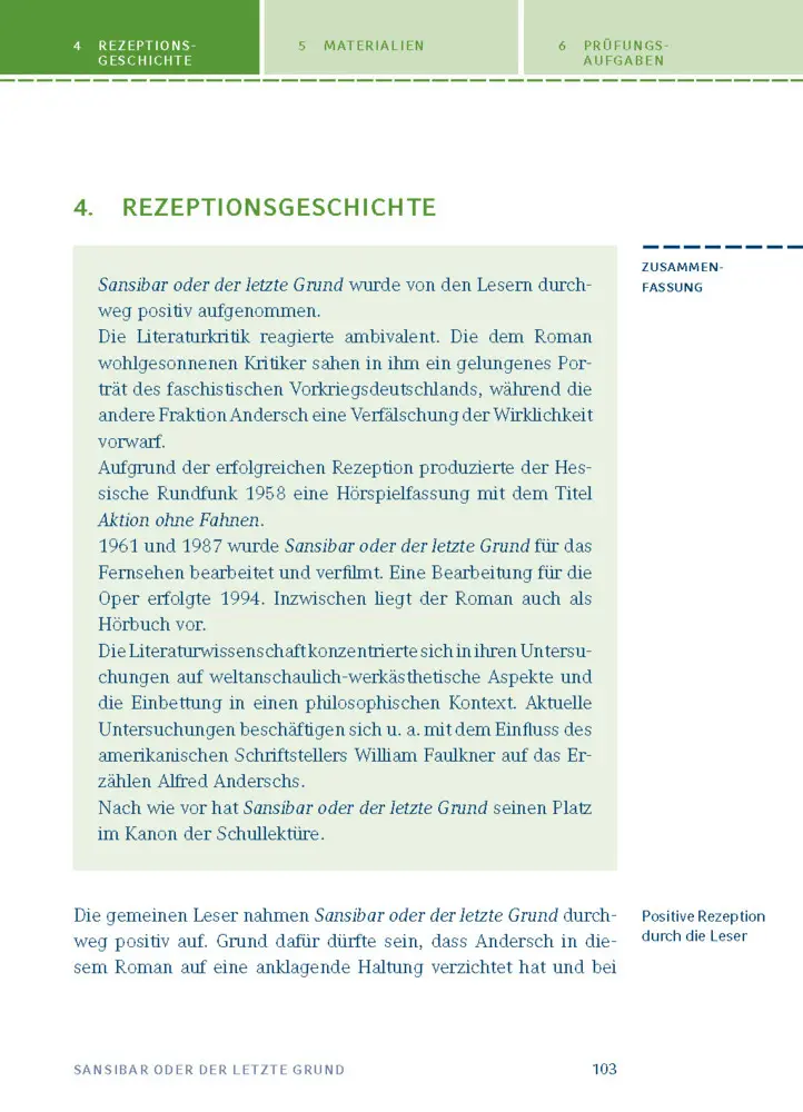 Bild: 9783129303788 | Sansibar oder der letzte Grund von Alfred Andersch | Alfred Andersch