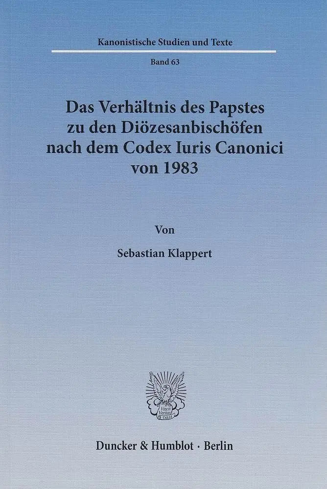 Cover: 9783428143788 | Das Verhältnis des Papstes zu den Diözesanbischöfen nach dem Codex...