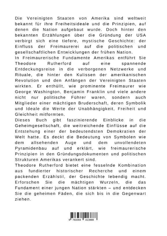 Rückseite: 9783384413888 | Freimaurerische Fundamente Amerikas | Theodore Rutherford | Buch