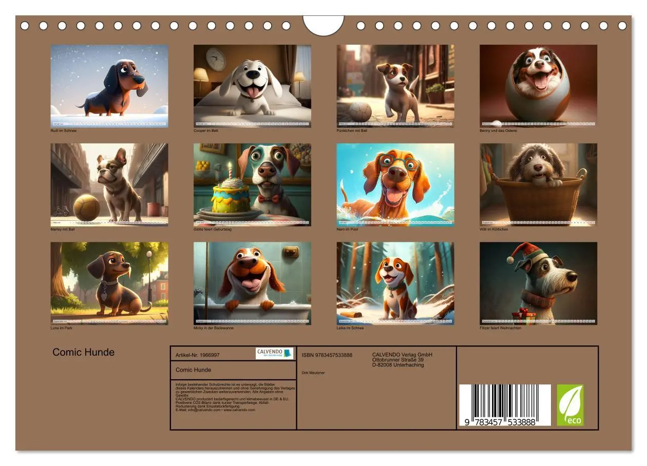 Bild: 9783457533888 | Comic Hunde (Wandkalender 2026 DIN A4 quer), CALVENDO Monatskalender