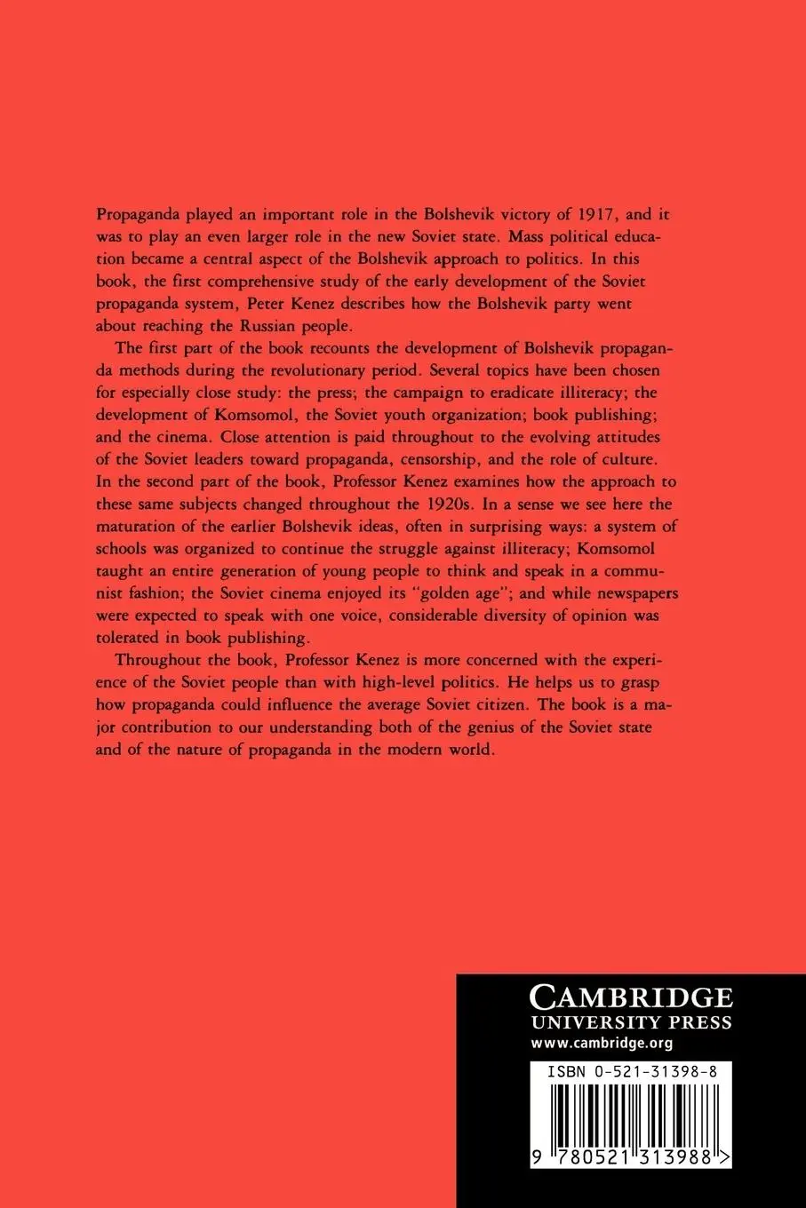 Rückseite: 9780521313988 | The Birth of the Propaganda State | Peter Kenez | Taschenbuch | 2003
