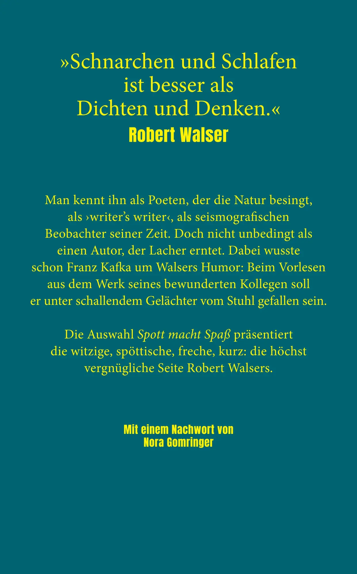 Rückseite: 9783458683988 | Spott macht Spaß | Robert Walser | Taschenbuch | 154 S. | Deutsch