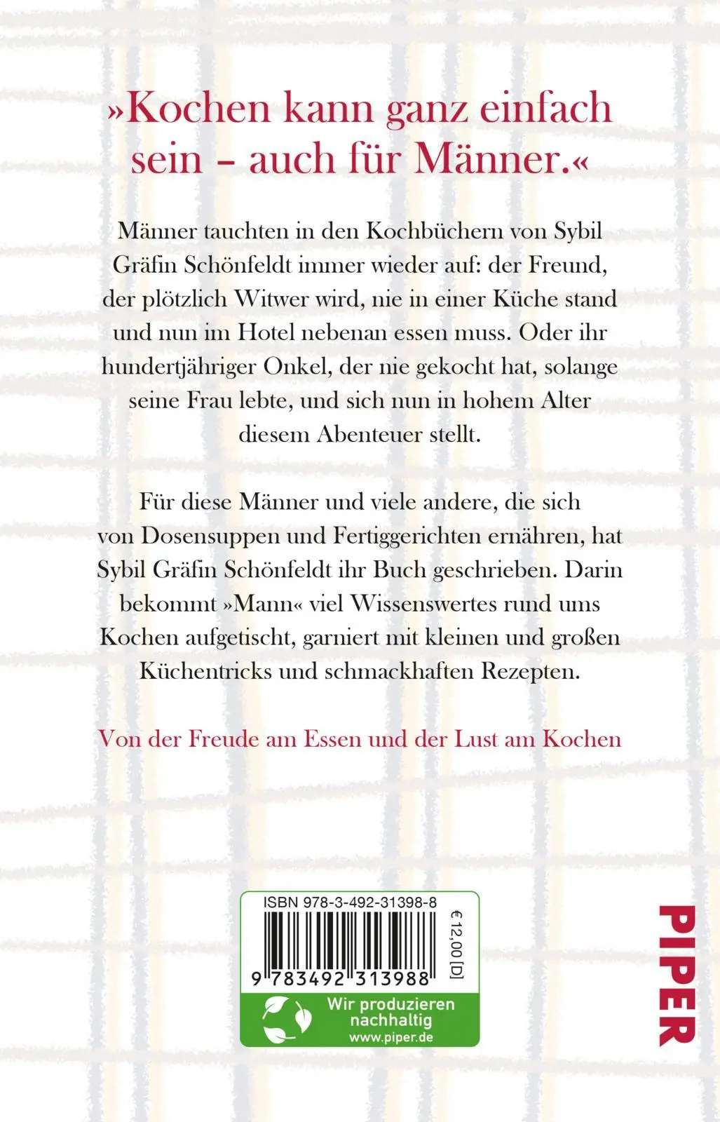 Rückseite: 9783492313988 | Kochbuch für den großen alten Mann | Ein Single-Kochbuch für Männer