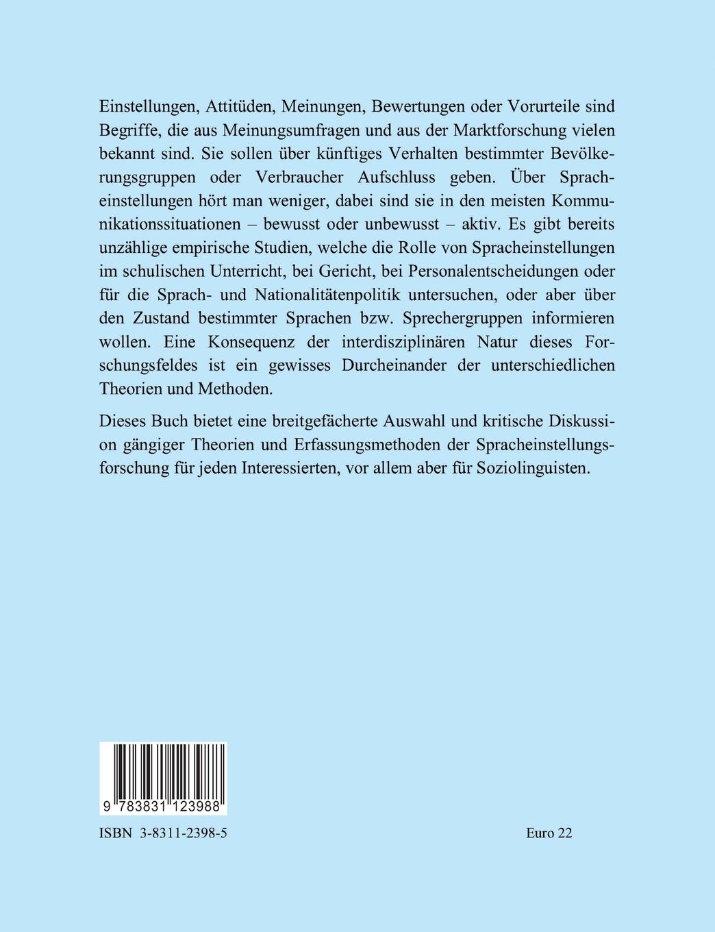 Rückseite: 9783831123988 | Spracheinstellungen.Theorie und Messung | Klaudia Casper | Taschenbuch