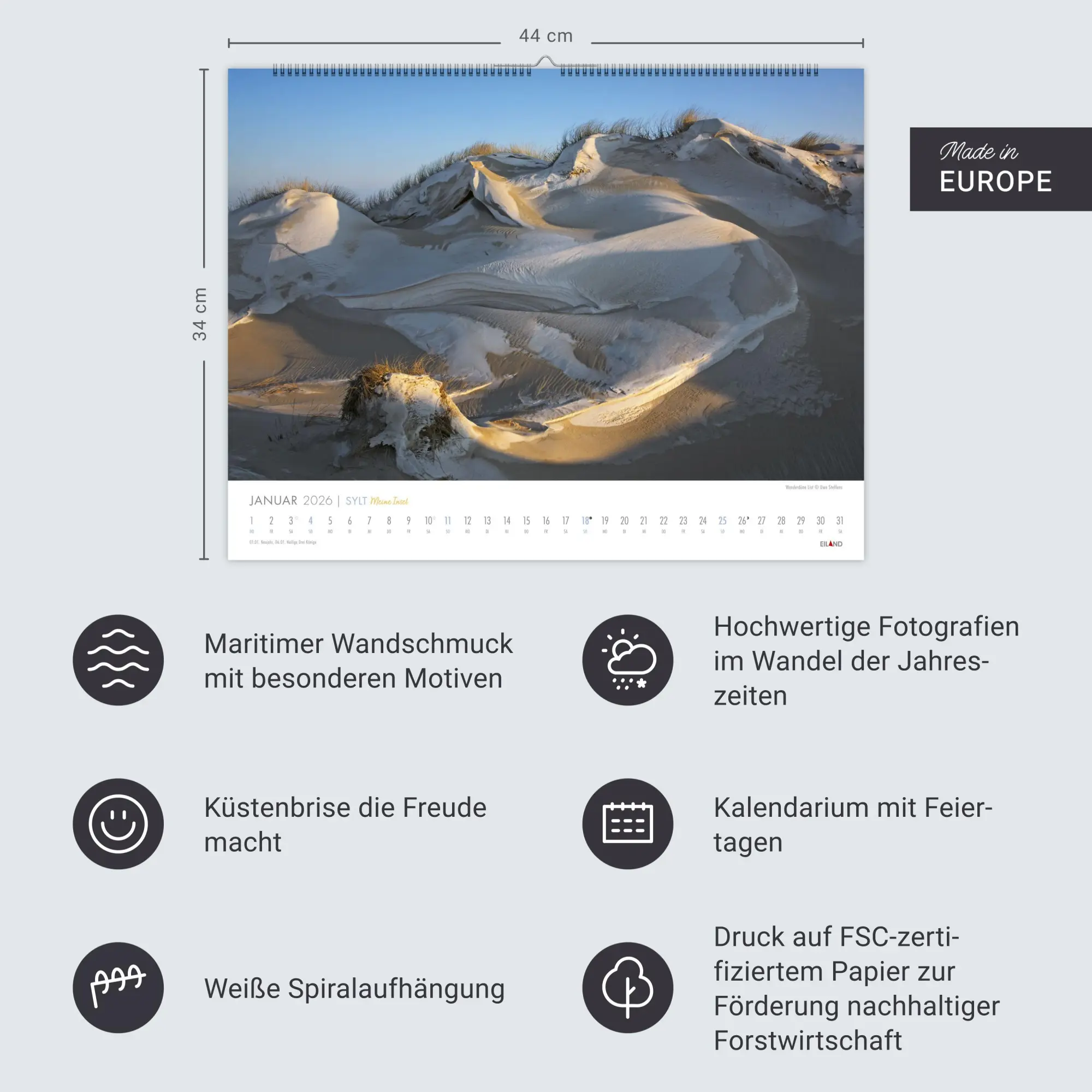 Bild: 9783964023988 | Sylt - Meine Insel Kalender 2026 | Eiland | Kalender | Spiralbindung