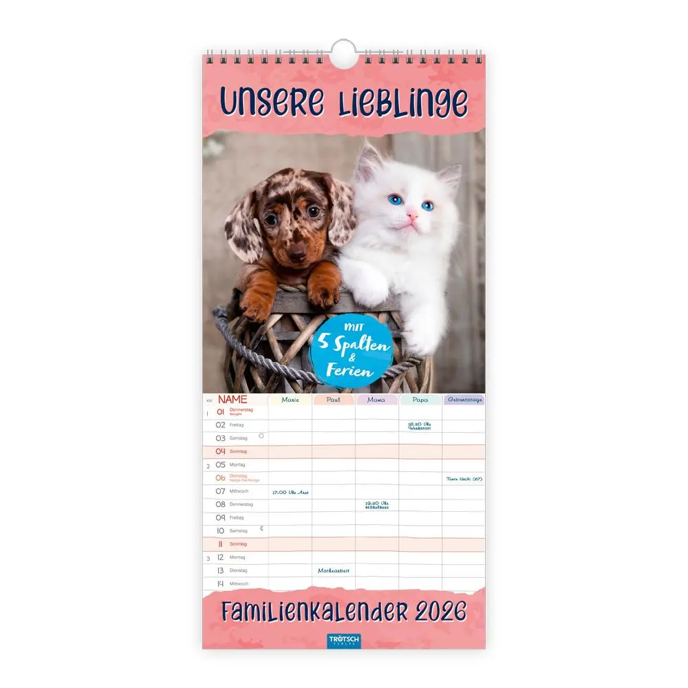 Cover: 9783988023988 | Trötsch Familienkalender Unsere Lieblinge 2026 | Wandkalender | KG