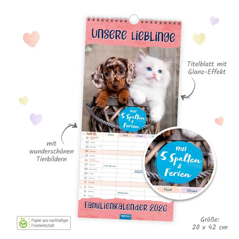 Bild: 9783988023988 | Trötsch Familienkalender Unsere Lieblinge 2026 | Wandkalender | KG