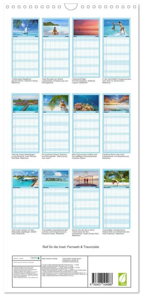 Bild: 9783457104088 | Familienplaner 2025 - Reif für die Insel: Fernweh &amp; Traumziele mit...