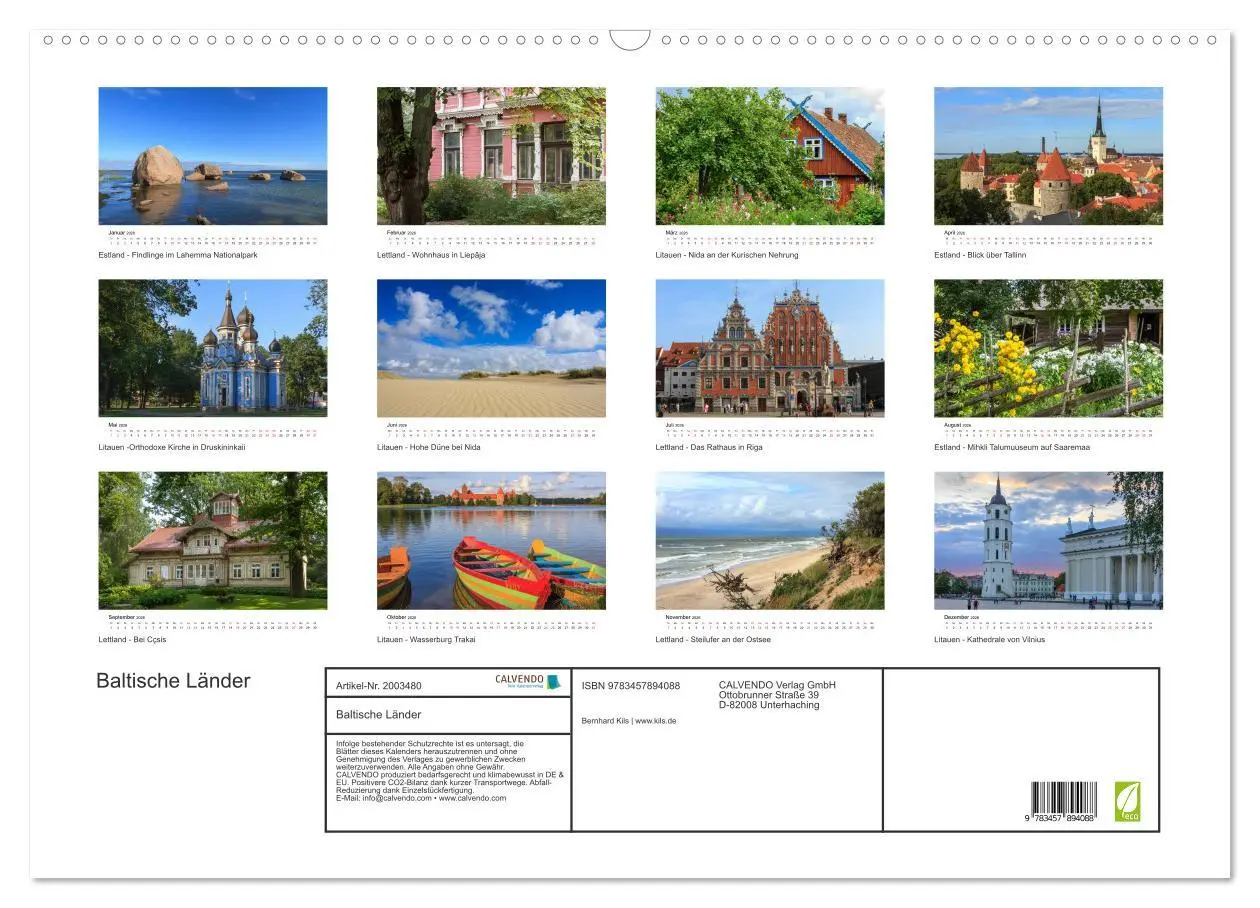 Bild: 9783457894088 | Baltische Länder (Wandkalender 2026 DIN A2 quer), CALVENDO...