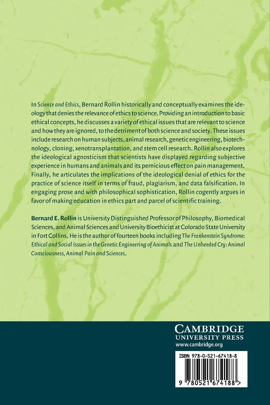 Rückseite: 9780521674188 | Science and Ethics | Bernard E. Rollin | Taschenbuch | Englisch | 2006