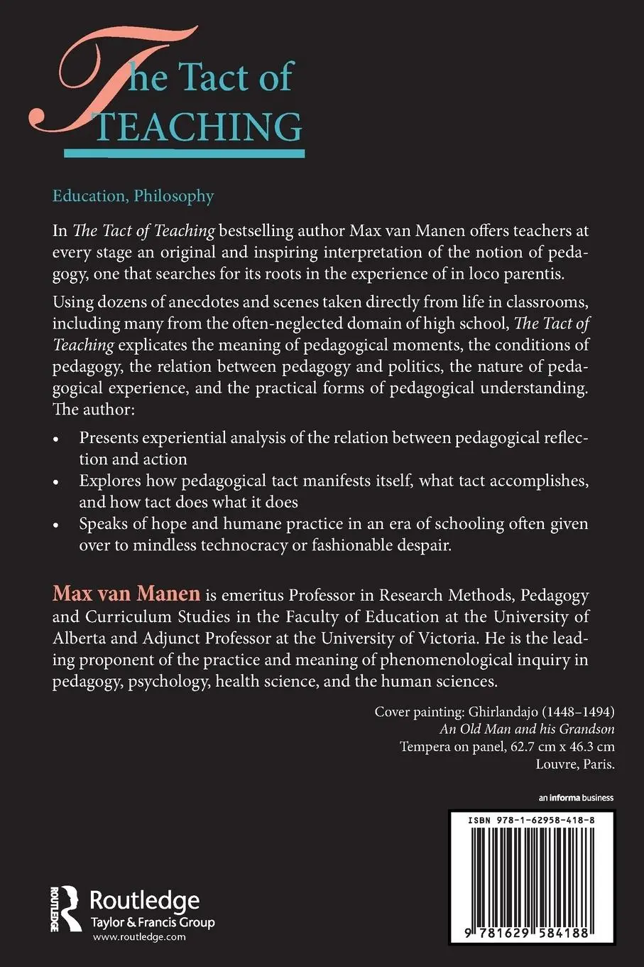 Rückseite: 9781629584188 | The Tact of Teaching | The Meaning of Pedagogical Thoughtfulness