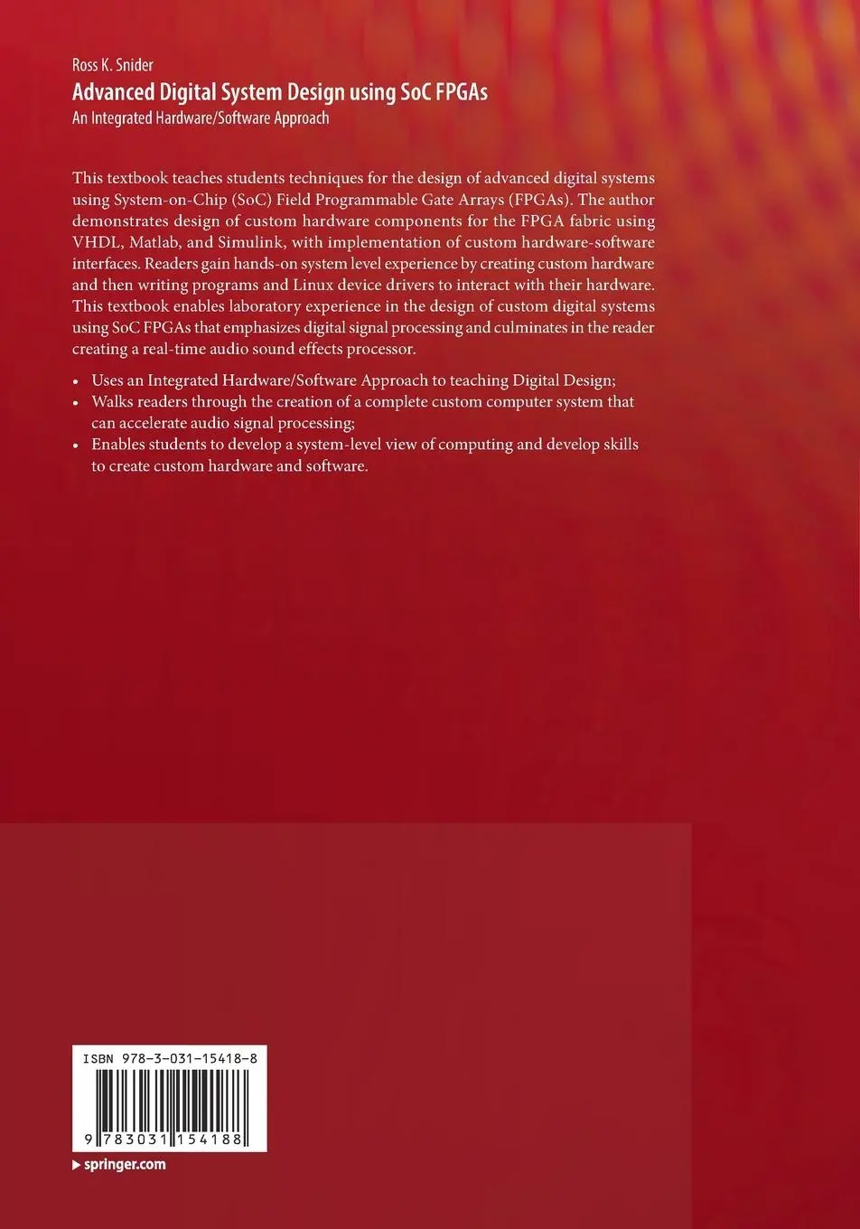 Rückseite: 9783031154188 | Advanced Digital System Design using SoC FPGAs | Ross K. Snider | Buch