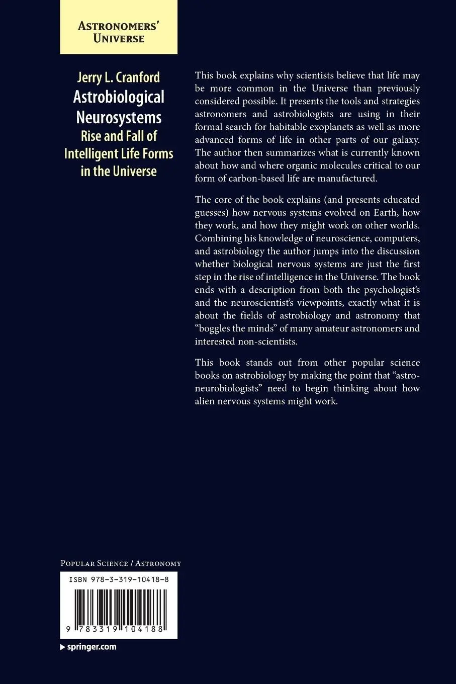Rückseite: 9783319104188 | Astrobiological Neurosystems | Jerry L. Cranford | Taschenbuch | ix