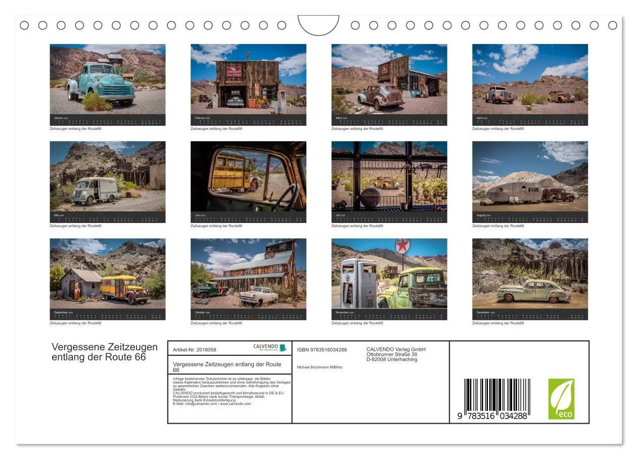 Bild: 9783516034288 | Vergessene Zeitzeugen entlang der Route 66 (Wandkalender 2026 DIN...