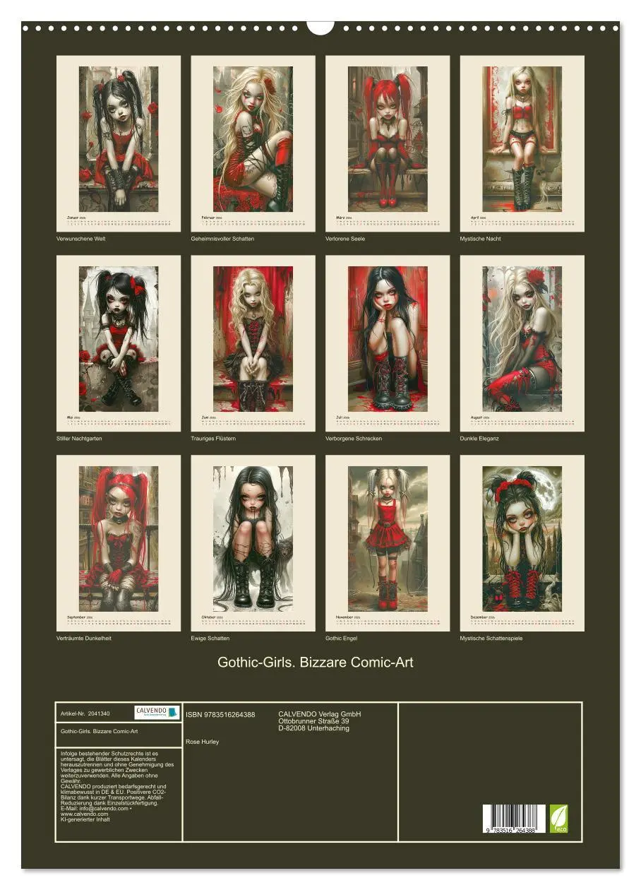 Bild: 9783516264388 | Gothic-Girls. Bizzare Comic-Art (Wandkalender 2026 DIN A2 hoch),...