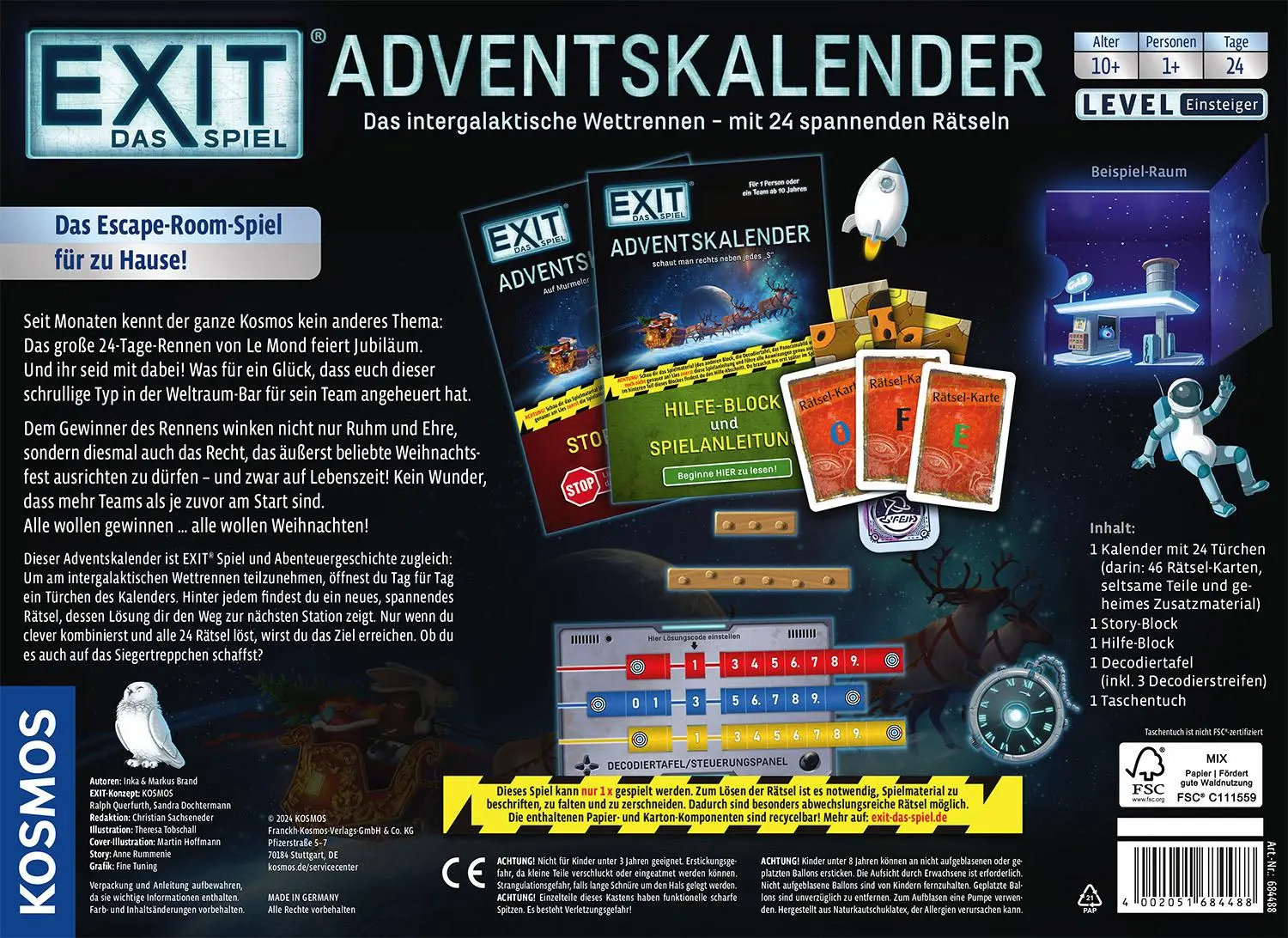 Rückseite: 4002051684488 | EXIT® - Das Spiel Adventskalender | Spiel | Spiel | Deutsch