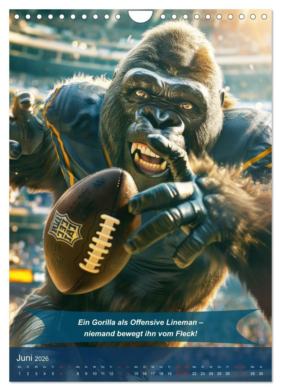 Bild: 9783516254488 | American Football mit tierischem Humor (Wandkalender 2026 DIN A4...