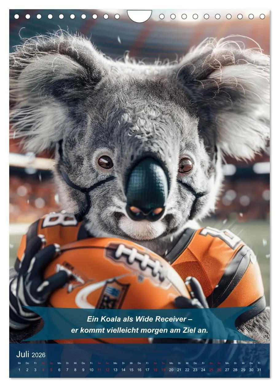 Bild: 9783516254488 | American Football mit tierischem Humor (Wandkalender 2026 DIN A4...