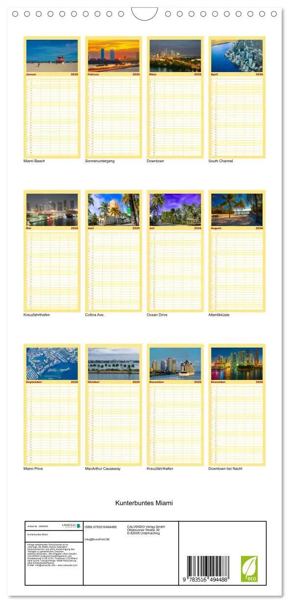 Bild: 9783516494488 | Familienplaner 2026 - Kunterbuntes Miami mit 5 Spalten...