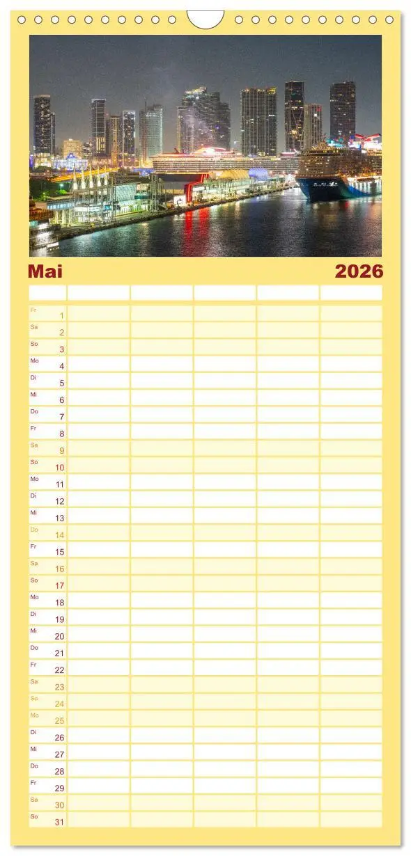 Bild: 9783516494488 | Familienplaner 2026 - Kunterbuntes Miami mit 5 Spalten...